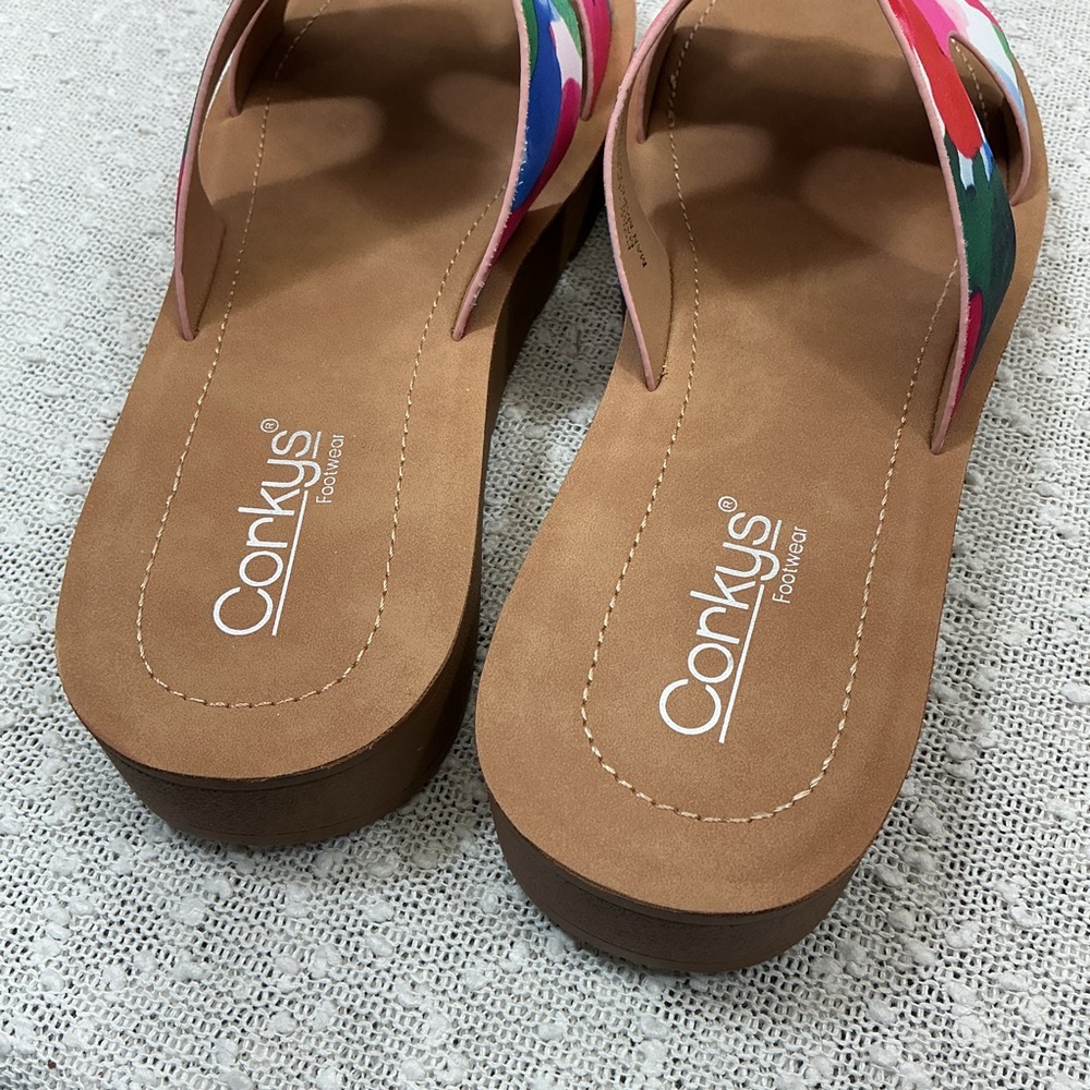 CORKYS Hold Please Women's Multicolored Floral Sandals womens size 10 NIB - Picture 5 of 8